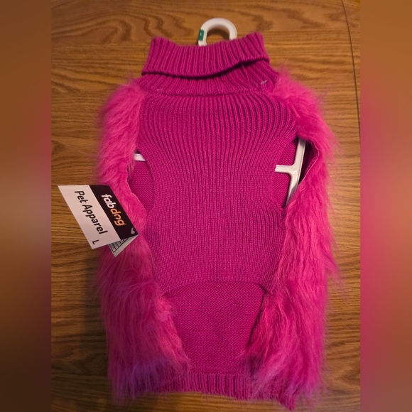 Fluffy Pink Dog Sweater - Picture 2 of 4